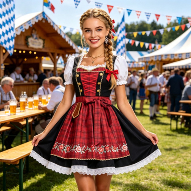 Beer & Wine Downtown - Kostum Gaun Oktoberfest Jerman Wanita, Kostum
