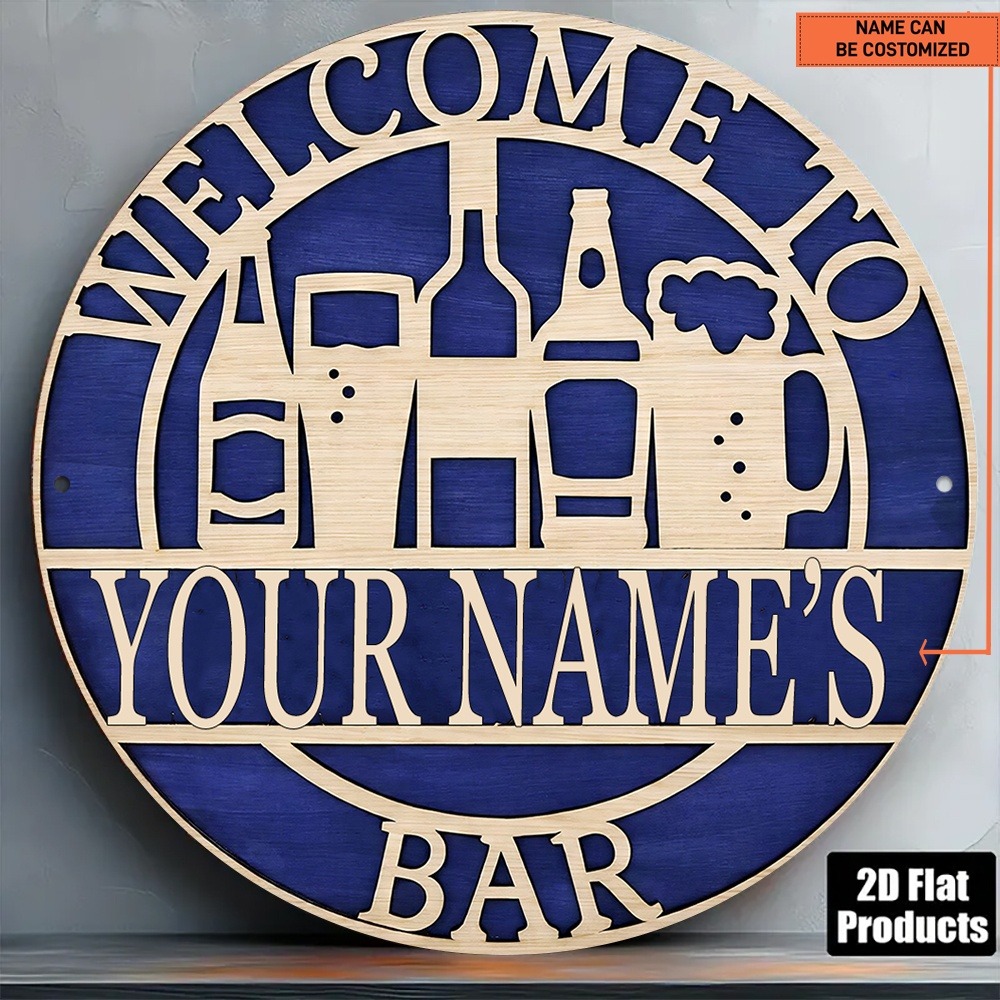 Wine With Beer Name - [2D Flat] 1 buah Papan Kayu