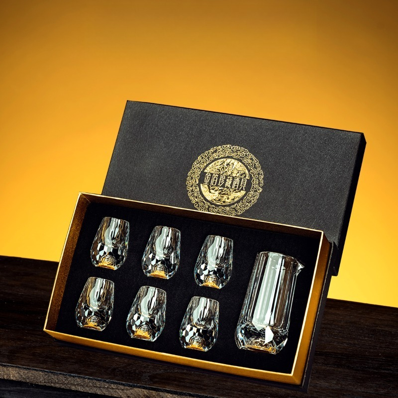 Wine Glass Set Crystal - Set Cangkir Baijiu Kristal Berpotongan Berlian,