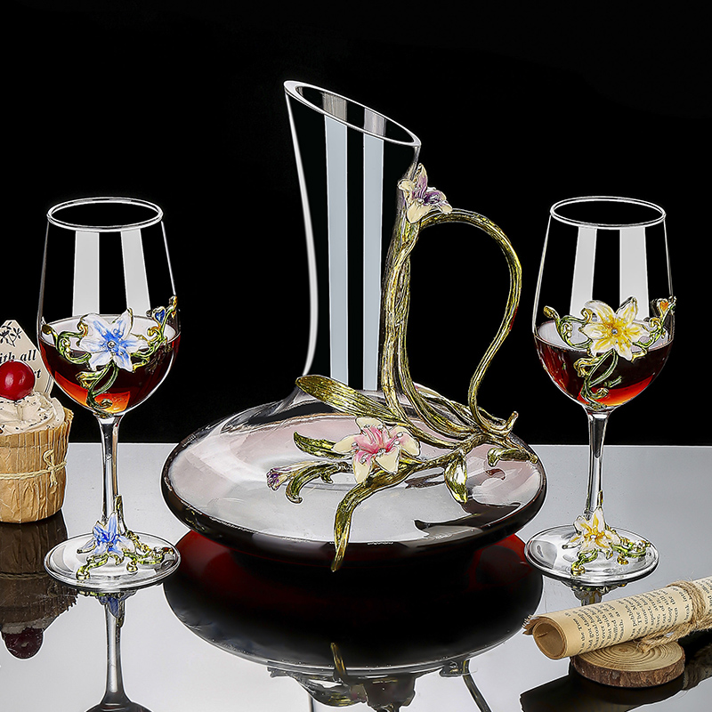 Wine Glass Set Crystal - Piala Antik Kristal Enamel Set Gelas