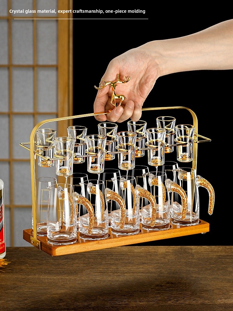 Wine Glass Set Crystal - Set Gelas Anggur Putih Berhias Emas
