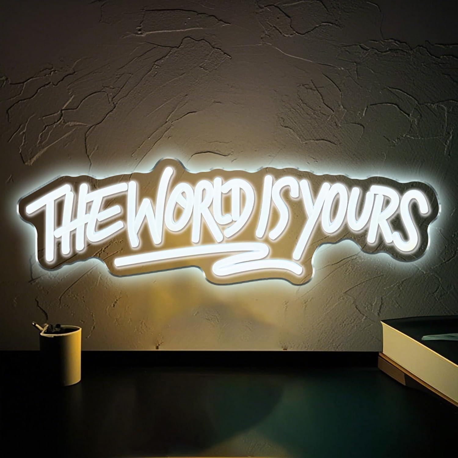 Beer & Wine Downtown - Lampu LED Neon Sign The World