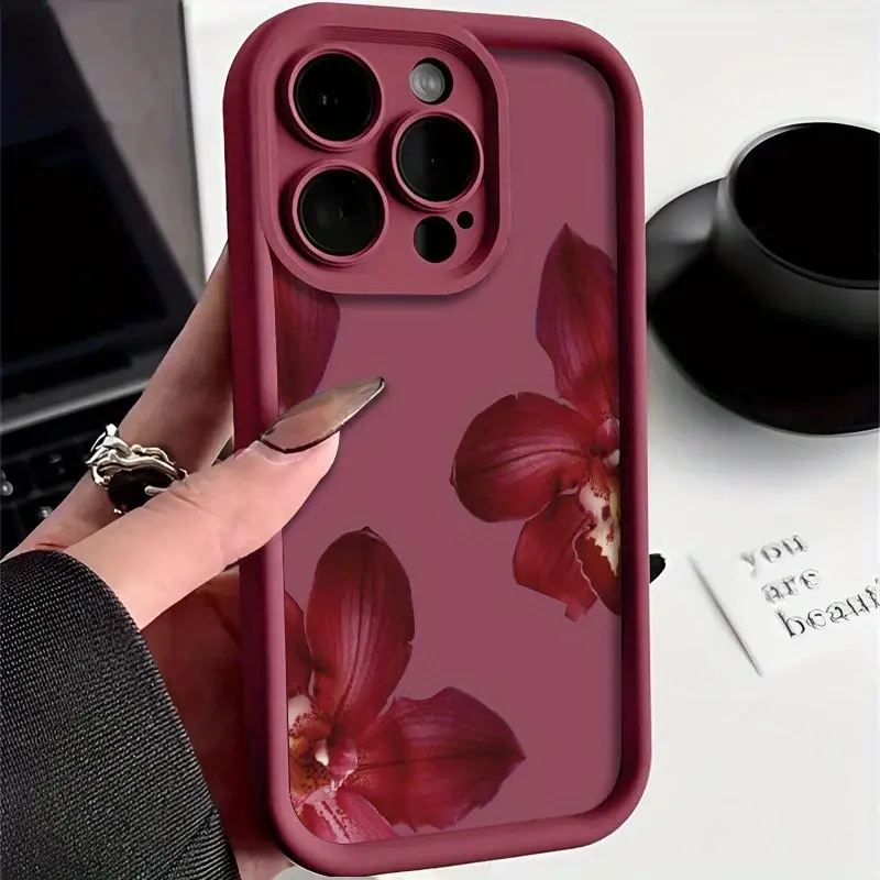 Wine & Beer Unlimited Spirits - Casing Ponsel Motif Bunga Anggrek Merah