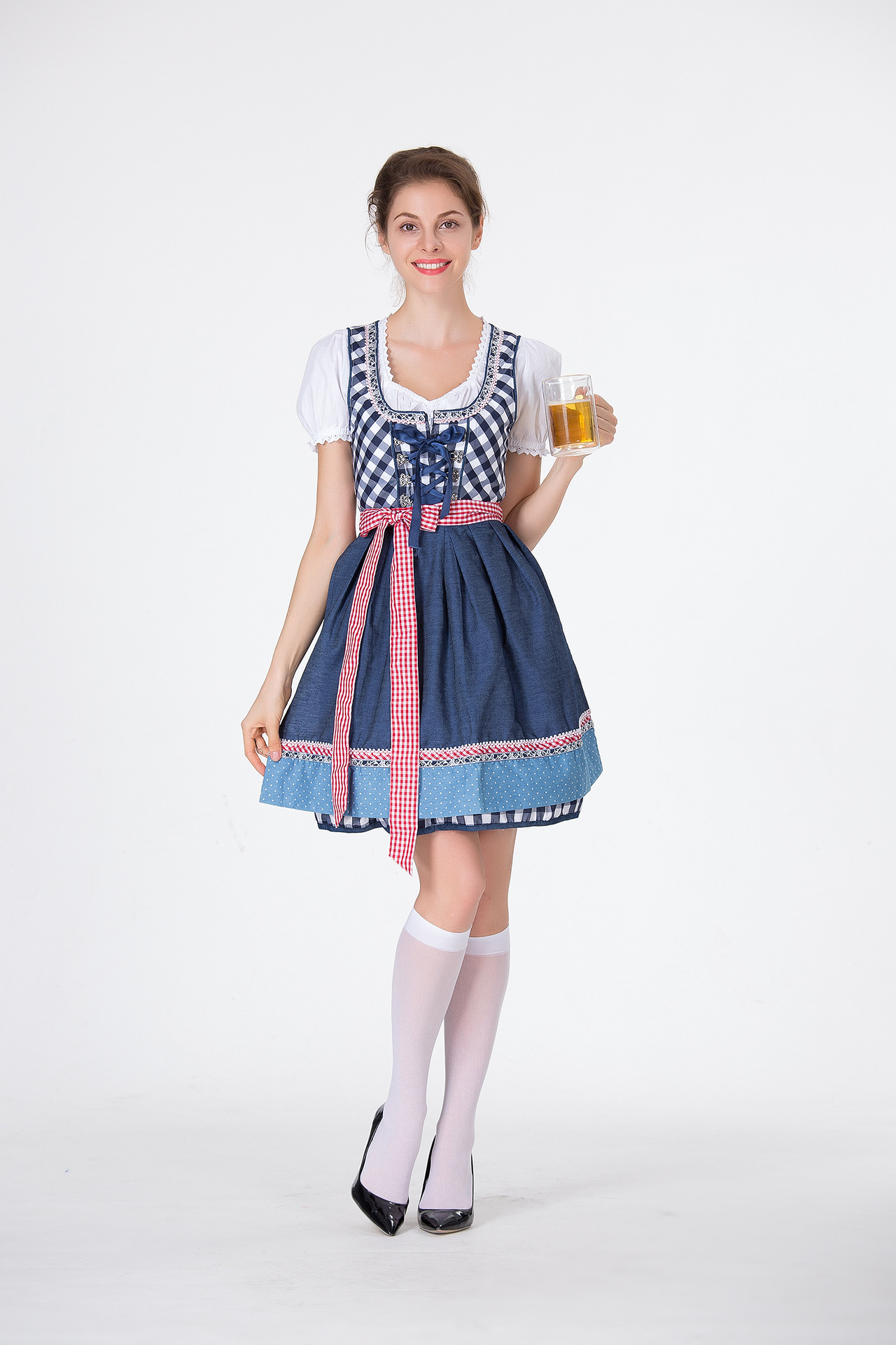 Gaun Dirndl Wanita Jerman Moti - Beer & Wine Downtown ulasan dan harga