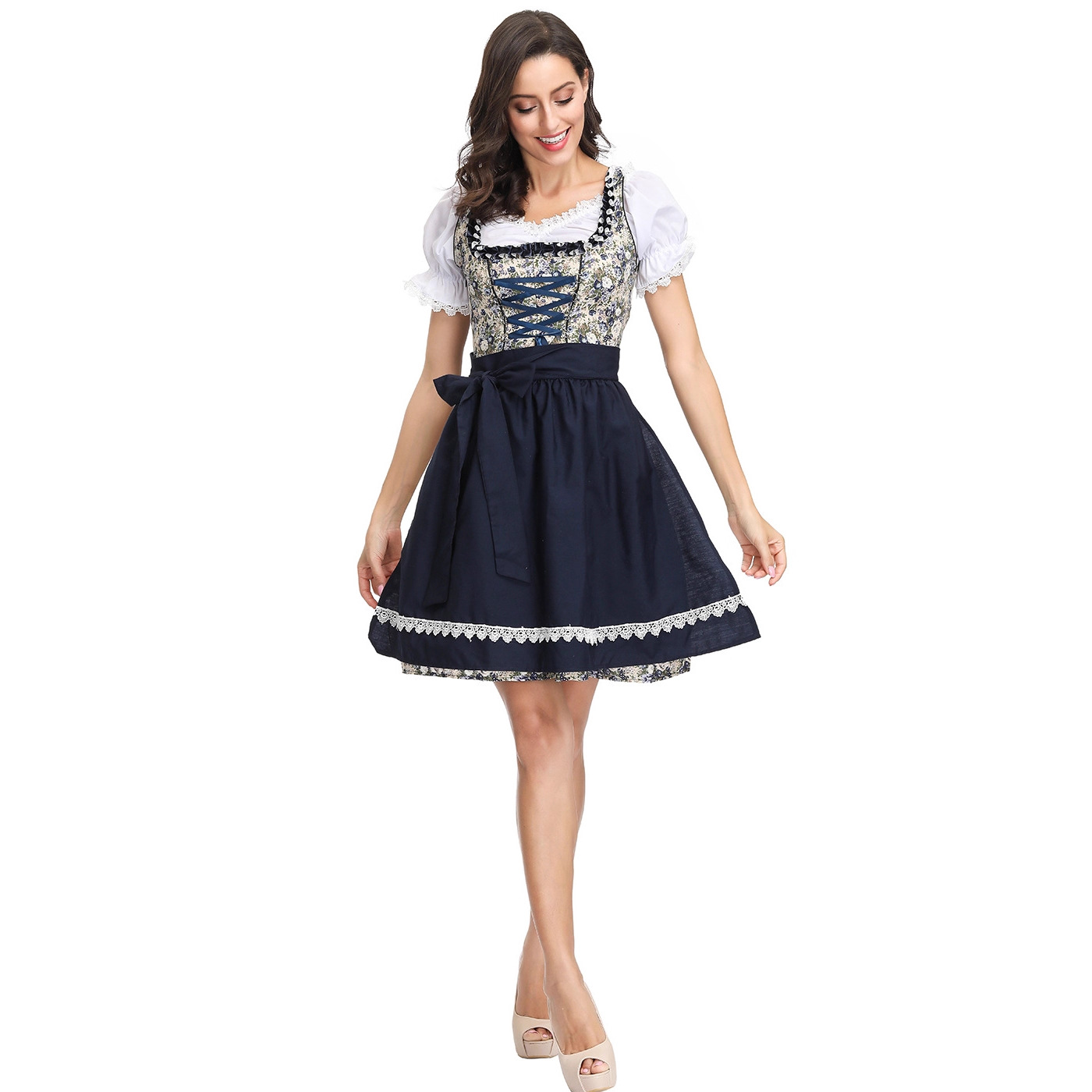 Gaun Dirndl Wanita Jerman Moti - Beer & Wine Downtown ulasan dan harga